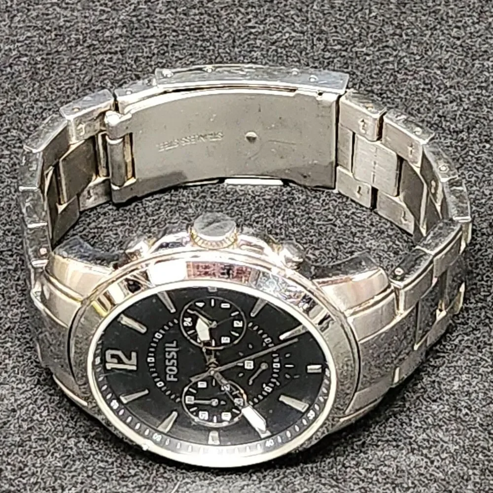 Fossil Grant Chronograph Watch Men FS4532 43mm Silver Tone New Battery